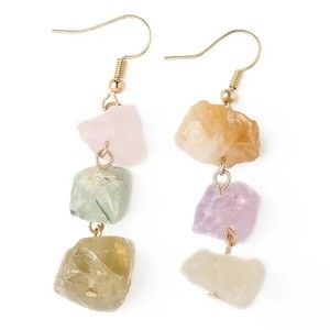 Multicolored Crystal Dangle 14k Gold Plated Earrings
